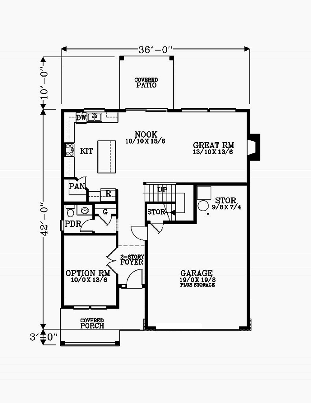 Floor Plan First Story of Craftsman Plan #171-1315