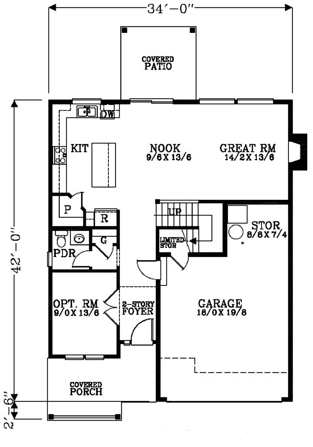 Floor Plan First Story of Craftsman Plan #171-1316
