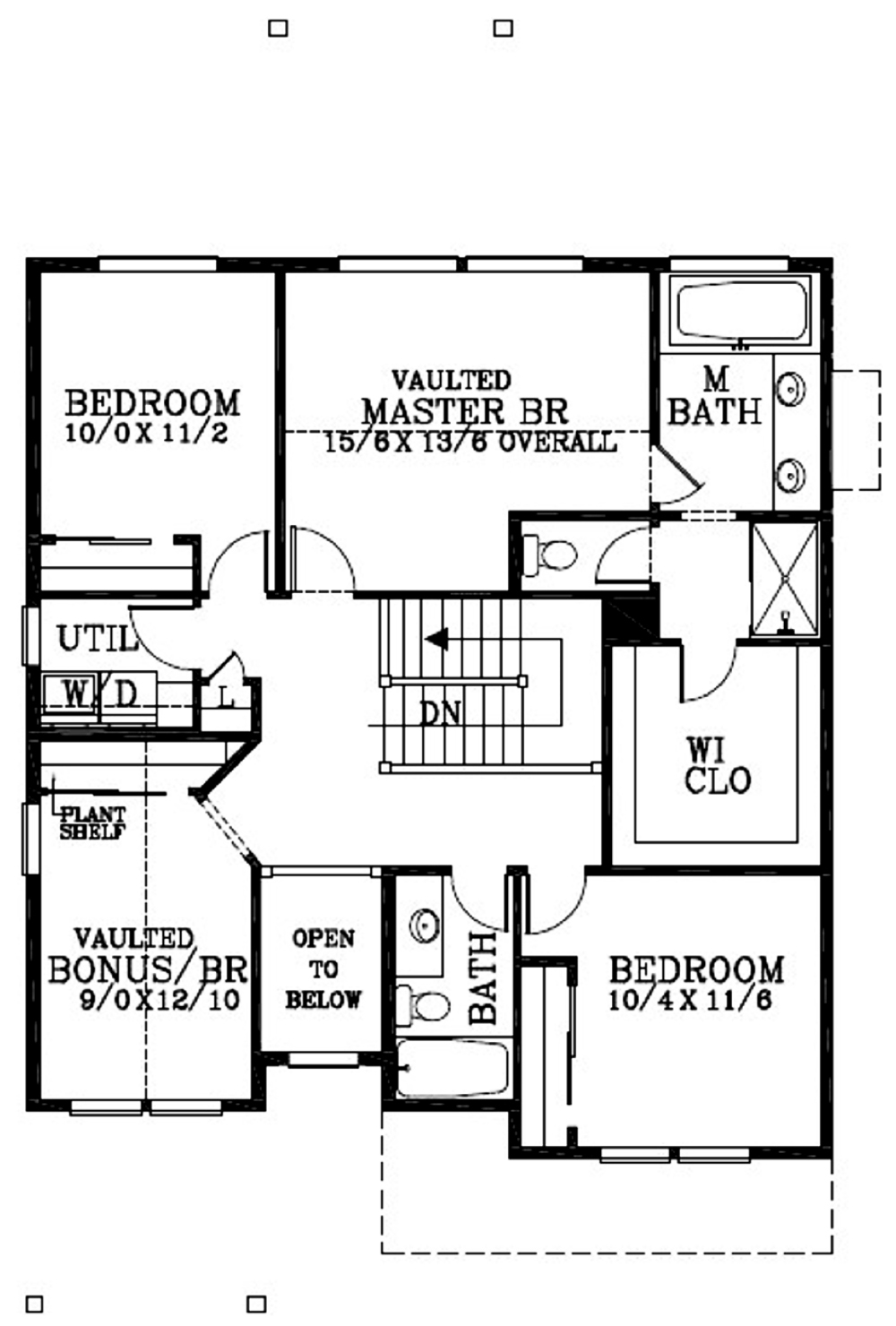 Floor Plan Second Story of Craftsman Plan #171-1316