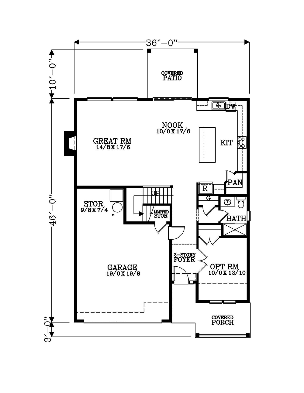Floor Plan First Story of Craftsman Plan #171-1317