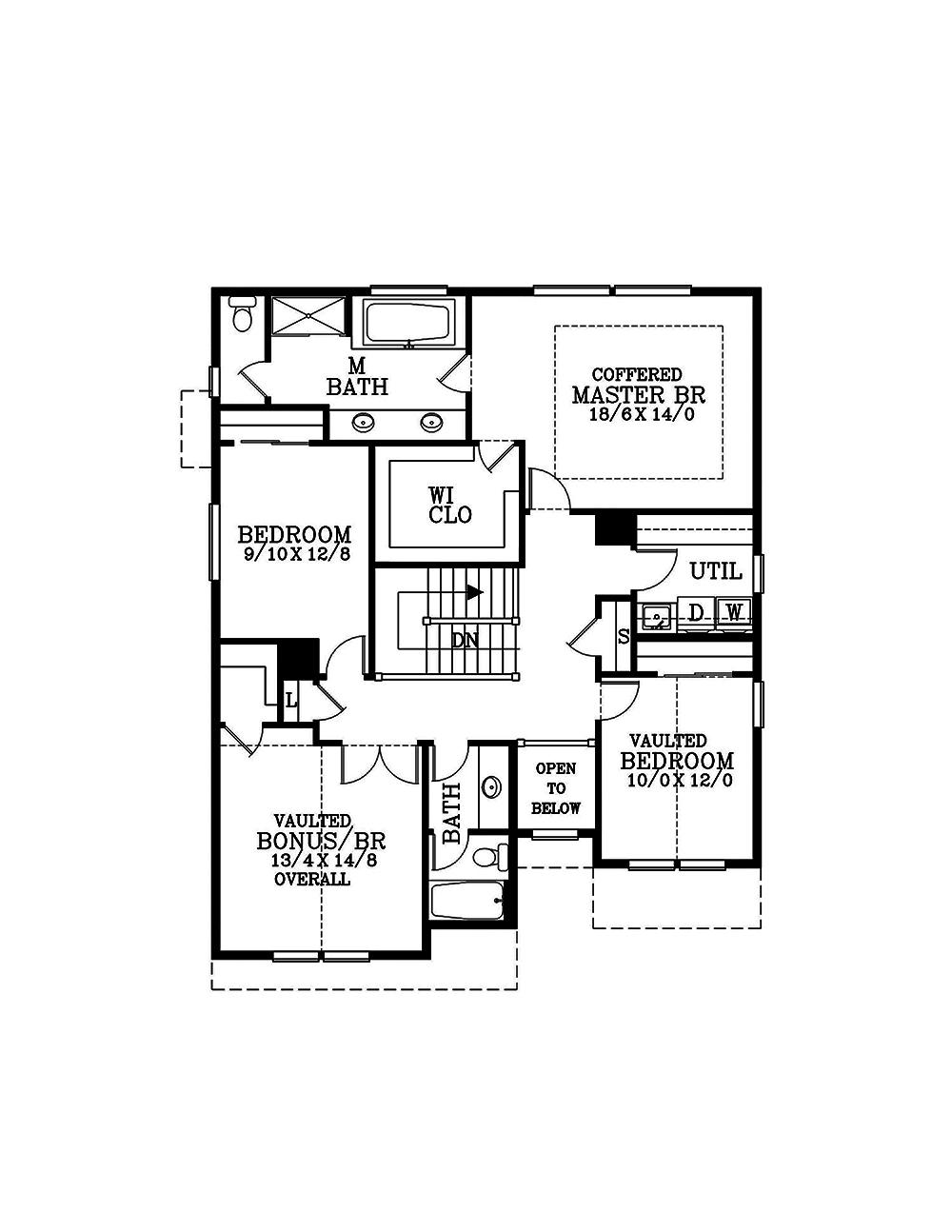 Floor Plan Second Story of Craftsman Plan #171-1317