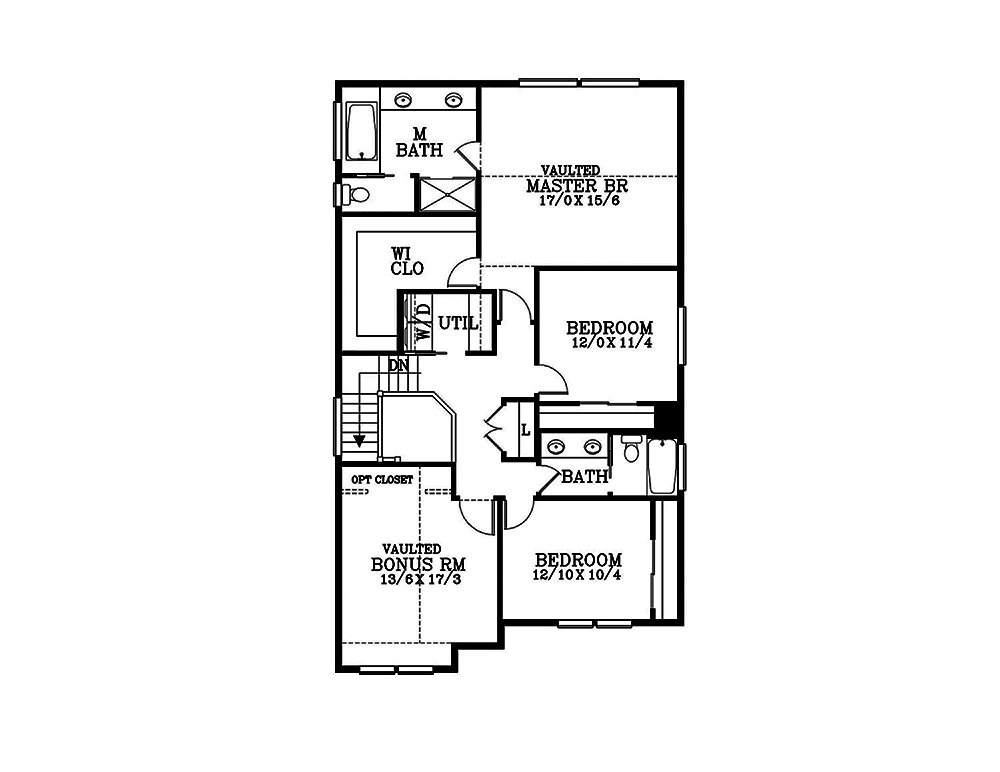 Floor Plan Second Story of Craftsman Plan #171-1318