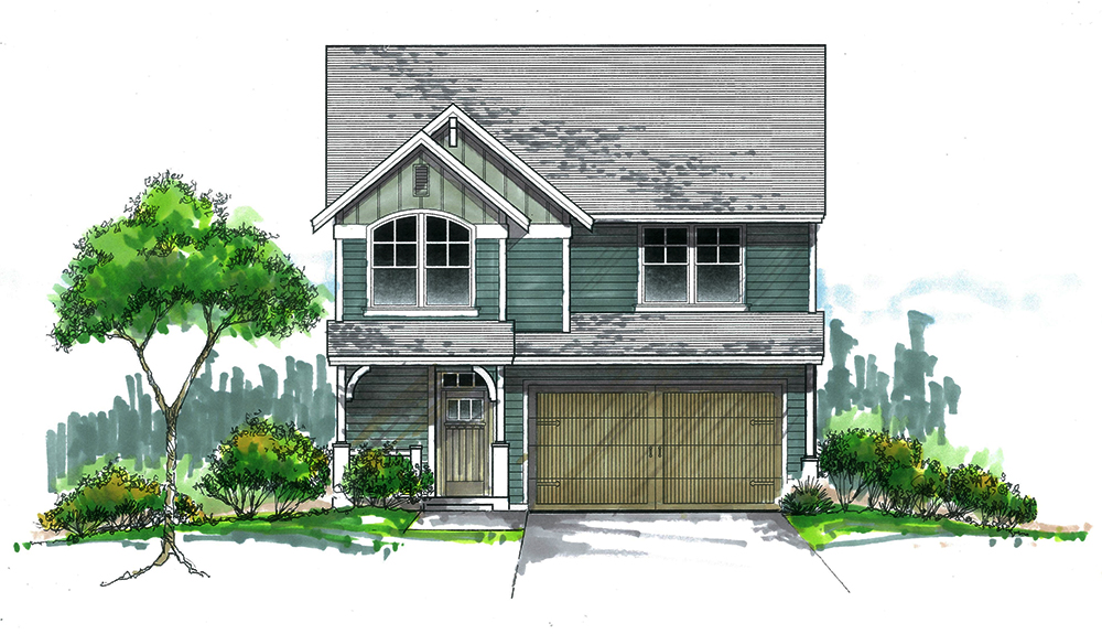 Front elevation of Craftsman home (ThePlanCollection: House Plan #171-1318)