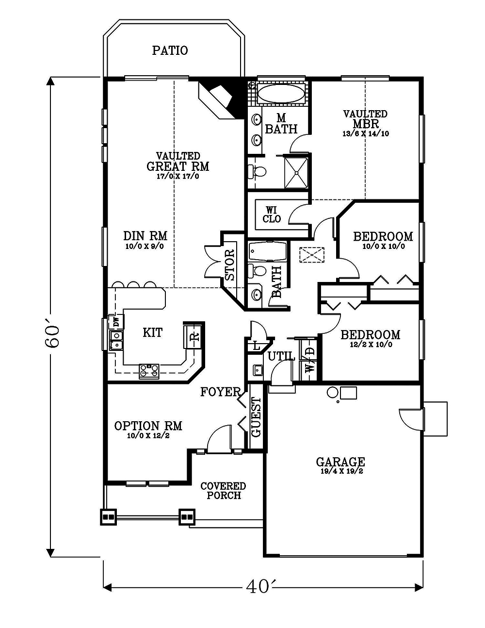 Floor Plan First Story of Craftsman Plan #171-1319