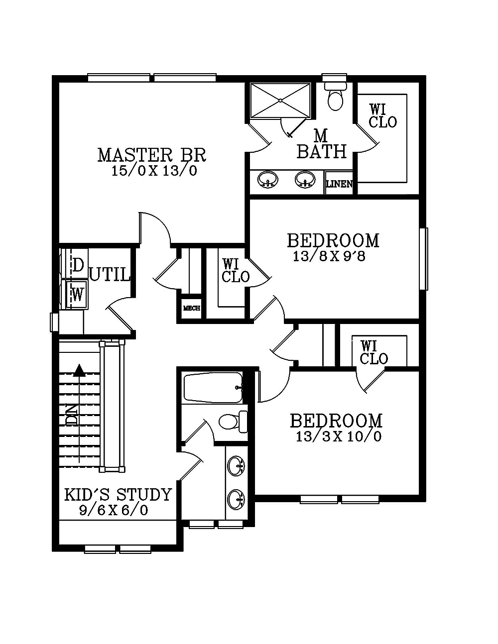 Floor Plan Second Story of Craftsman Plan #171-1320