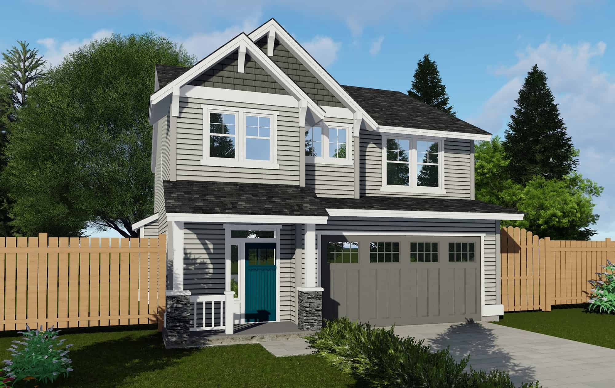 Front elevation of Craftsman home (ThePlanCollection: House Plan #171-1320)