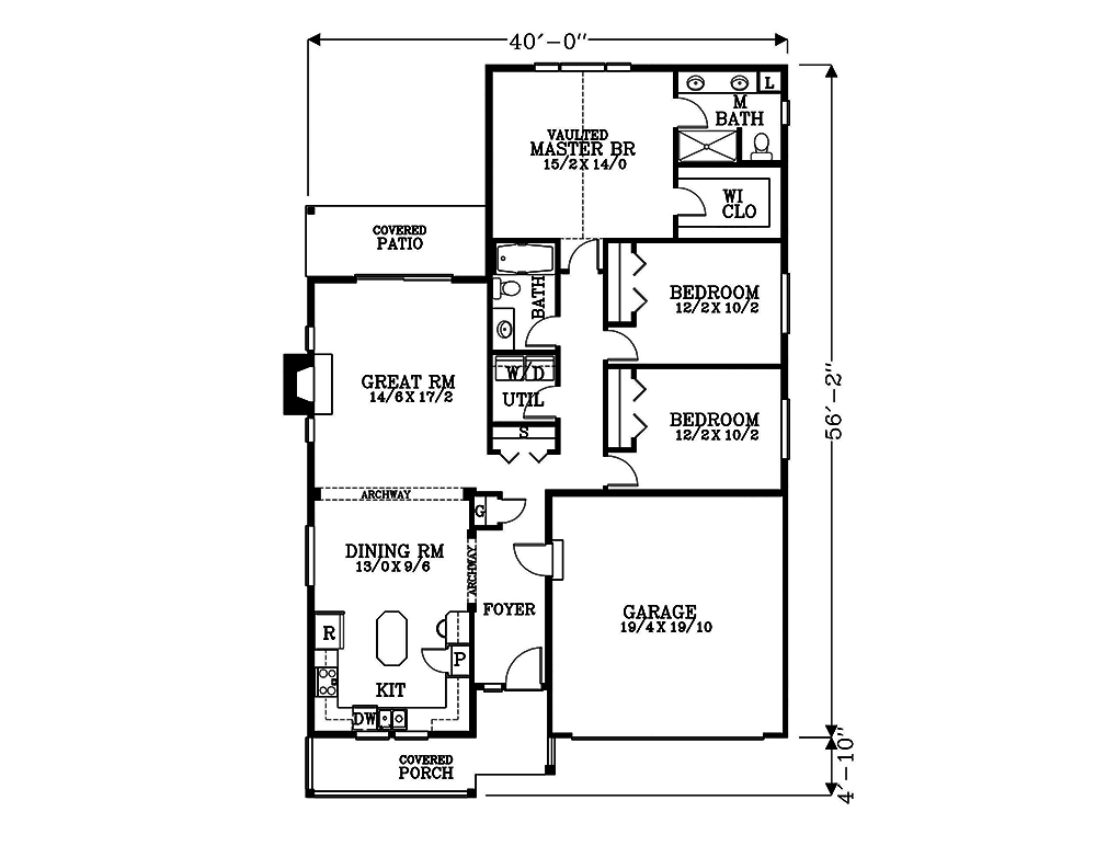 Floor Plan First Story of Craftsman Plan #171-1321