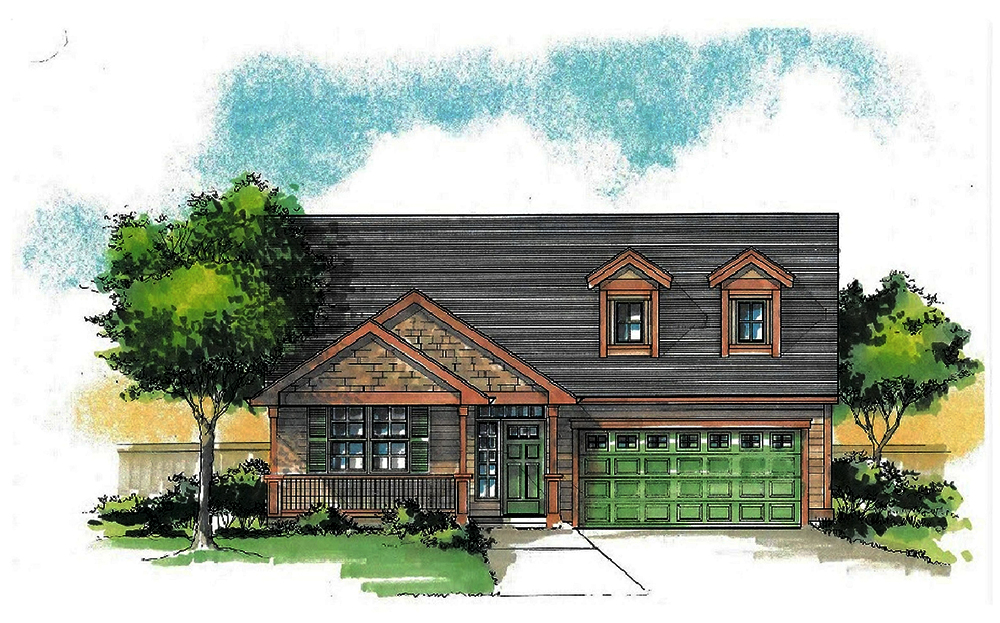 Front elevation of Craftsman home (ThePlanCollection: House Plan #171-1321)