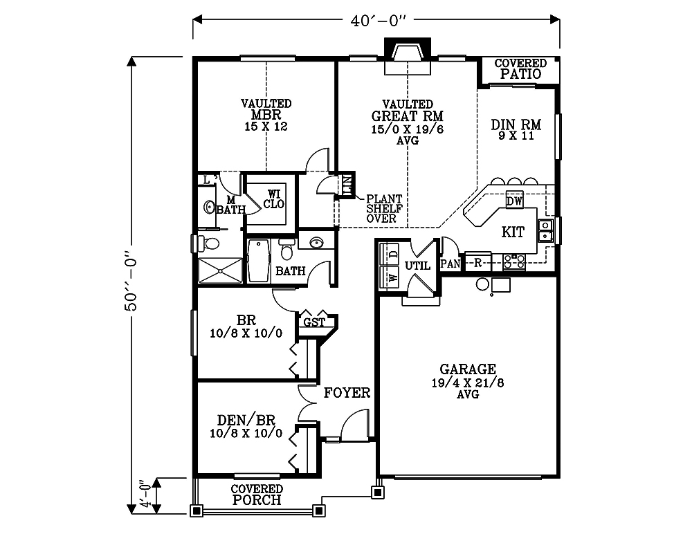 Floor Plan First Story of Craftsman Plan #171-1323