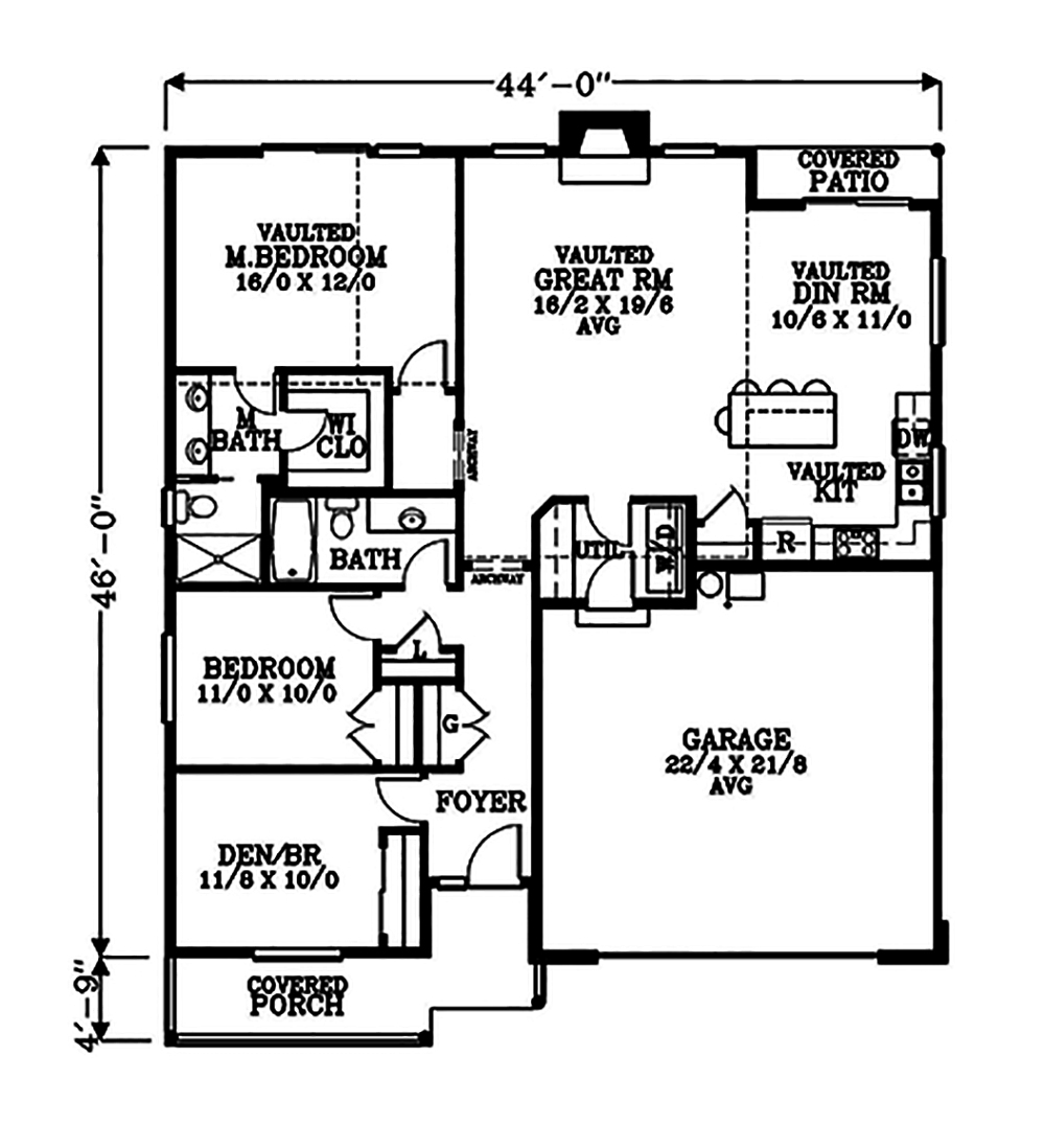 Floor Plan First Story of Craftsman Plan #171-1324