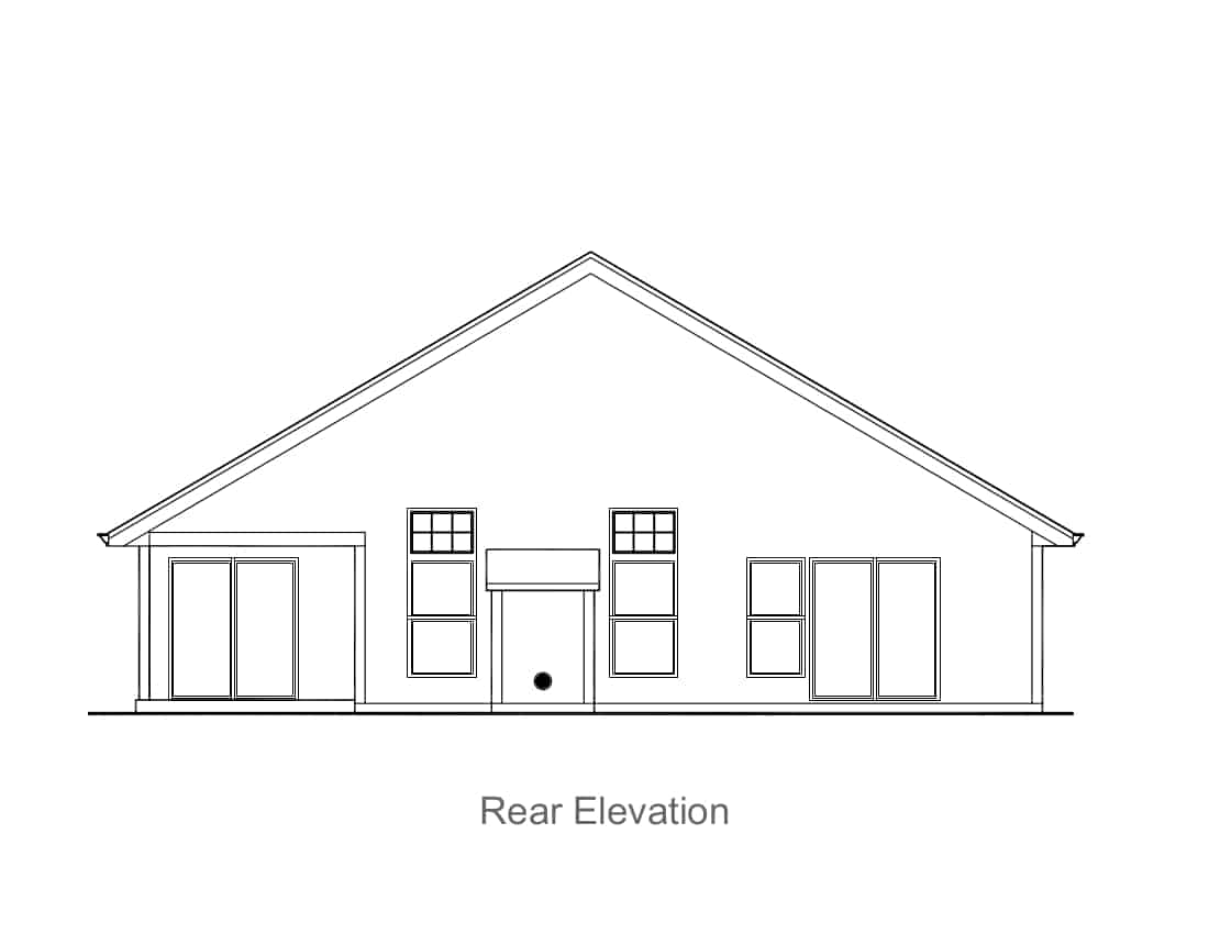 Home Plan Rear Elevation of this 3-Bedroom,1487 Sq Ft Plan -171-1324