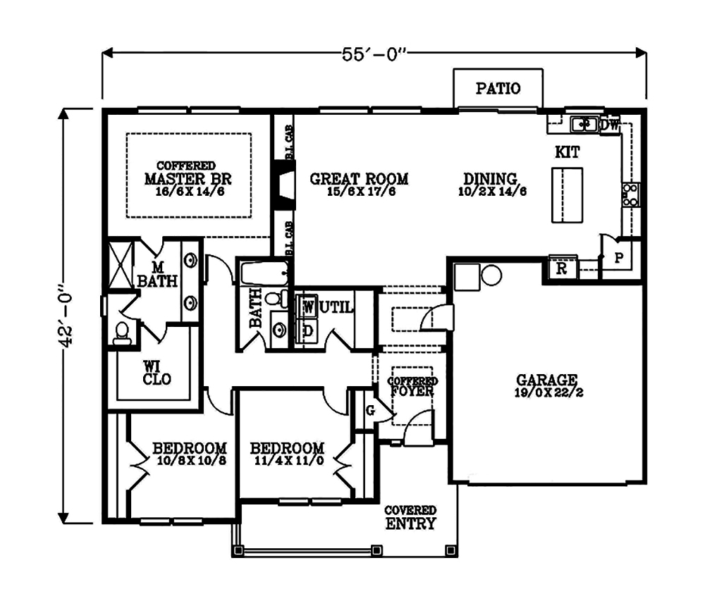 Floor Plan First Story of Craftsman Plan #171-1325