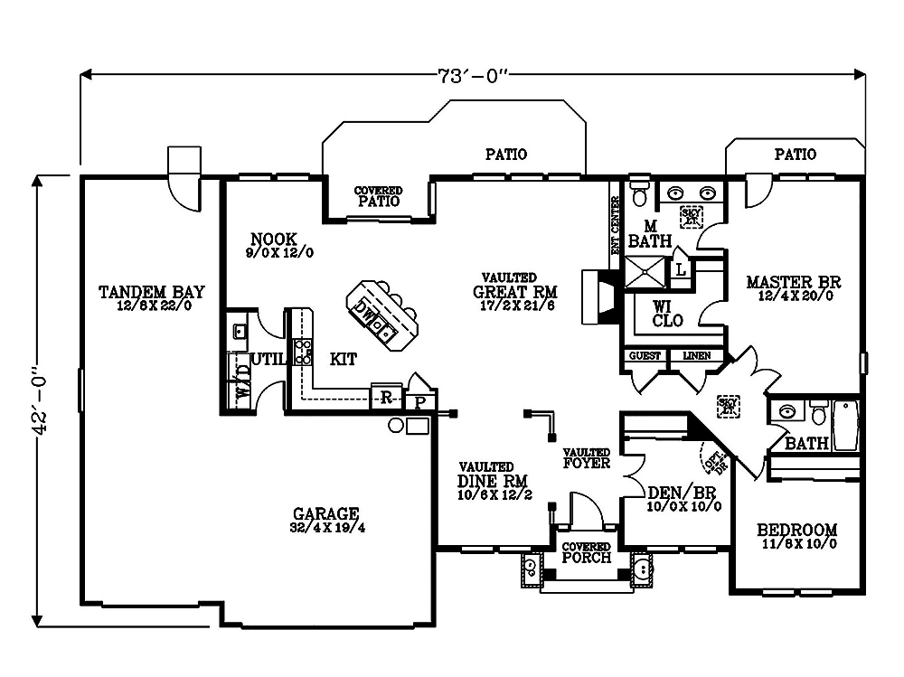 Floor Plan First Story of Cottage Plan #171-1331