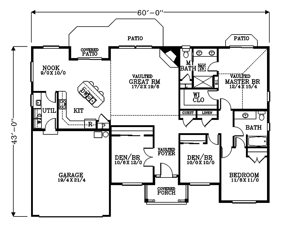 Floor Plan First Story of Craftsman Plan #171-1332