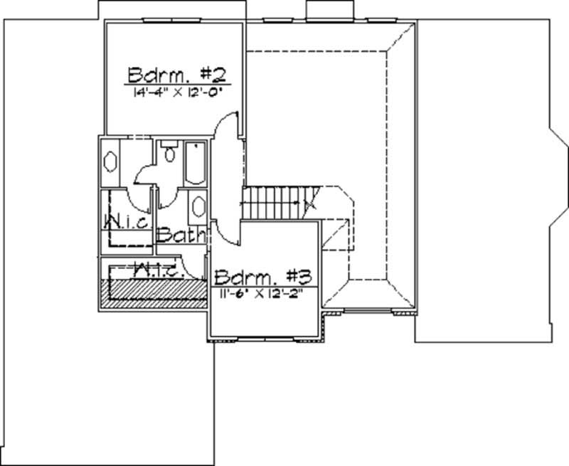 Floor Plan Second Story of Contemporary Plan #172-1000