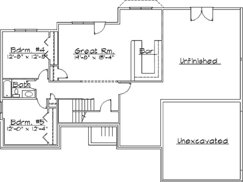 Floor Plan Basement of Contemporary Plan #172-1002