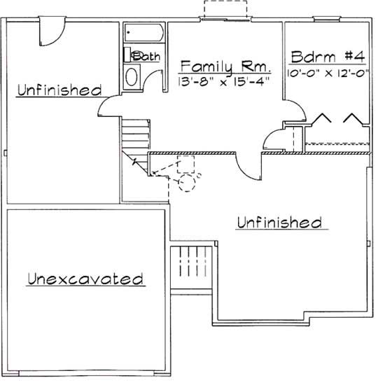 Floor Plan Basement of European Plan #172-1003