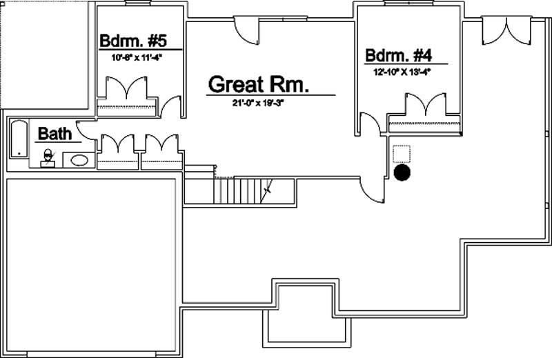 Floor Plan Basement of European Plan #172-1004