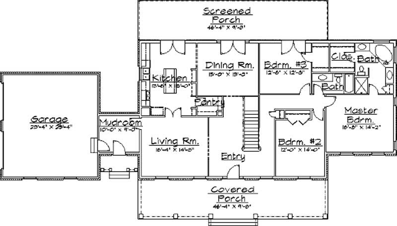 Floor Plan First Story of Country Plan #172-1005