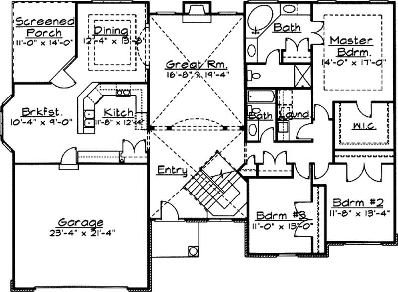 Floor Plan First Story of European Plan #172-1006