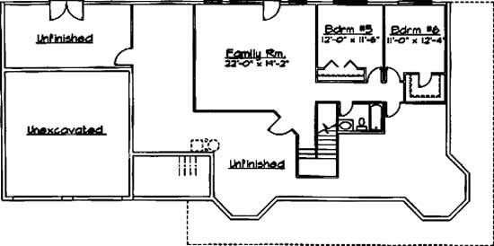 Floor Plan Basement of Farmhouse Plan #172-1007