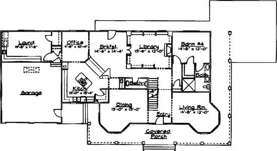 Floor Plan First Story of Farmhouse Plan #172-1007