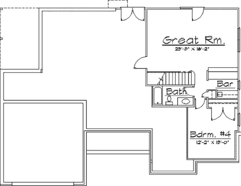 Floor Plan Basement of European Plan #172-1008