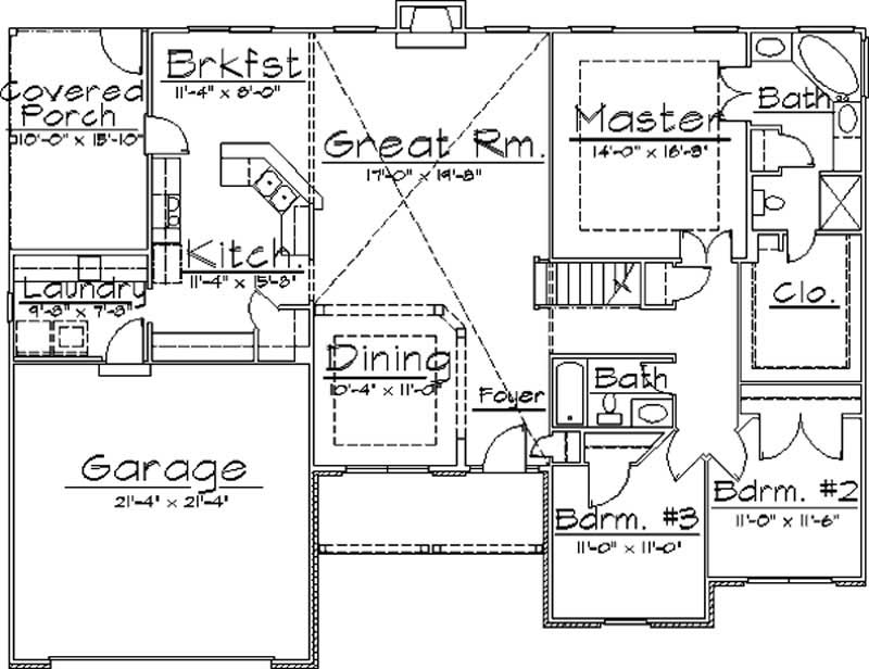Floor Plan First Story of European Plan #172-1008