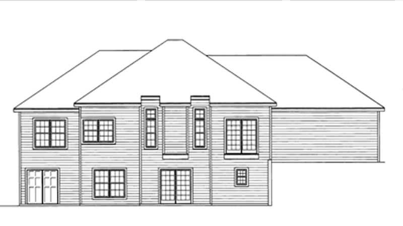 Home Plan Rear Elevation of this 4-Bedroom,1534 Sq Ft Plan -172-1009