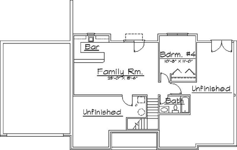 Floor Plan Basement of European Plan #172-1009