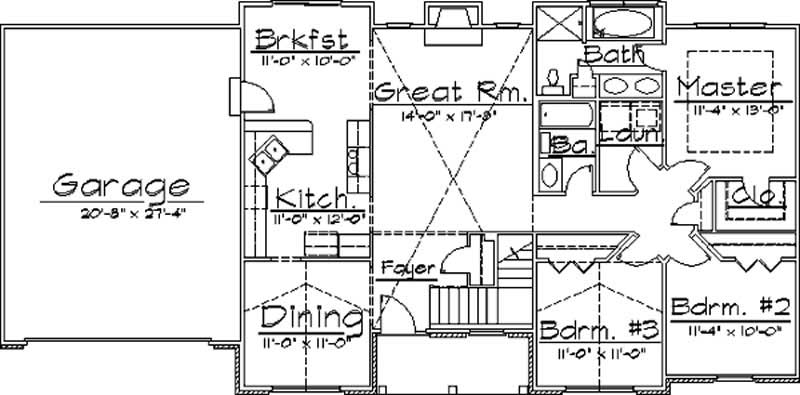 Floor Plan First Story of European Plan #172-1009