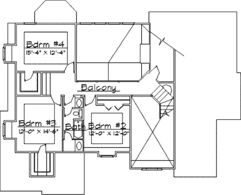 Floor Plan Second Story of Contemporary Plan #172-1012