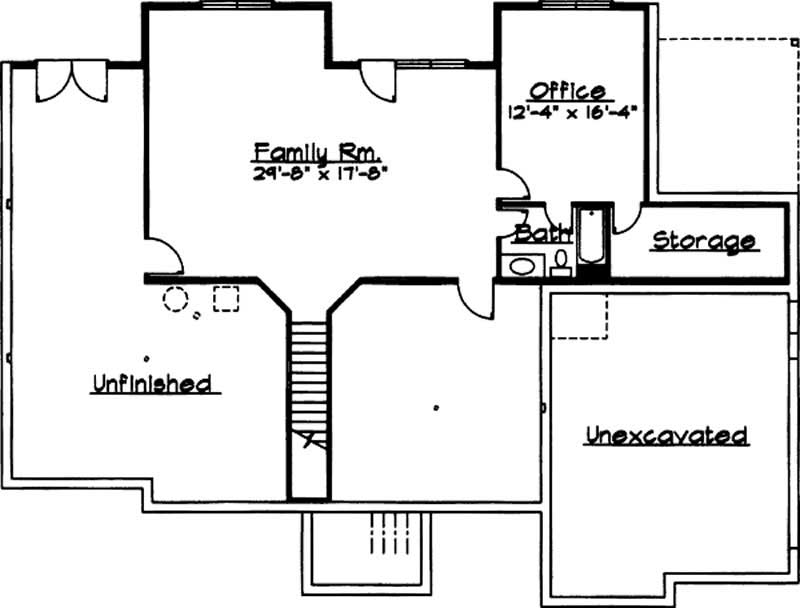 Floor Plan Basement of European Plan #172-1013
