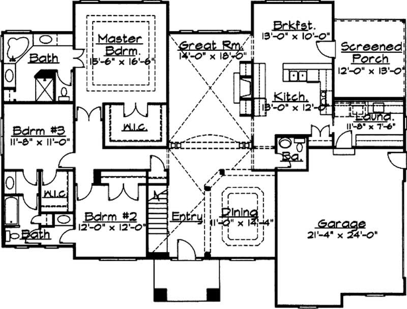 Floor Plan First Story of European Plan #172-1013