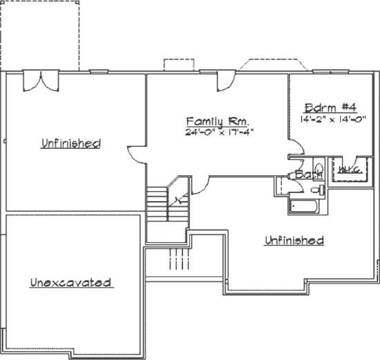 Floor Plan Basement of European Plan #172-1014