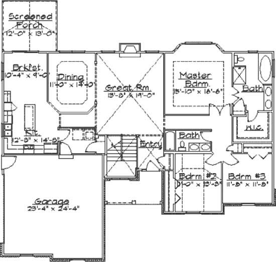 Floor Plan First Story of European Plan #172-1014