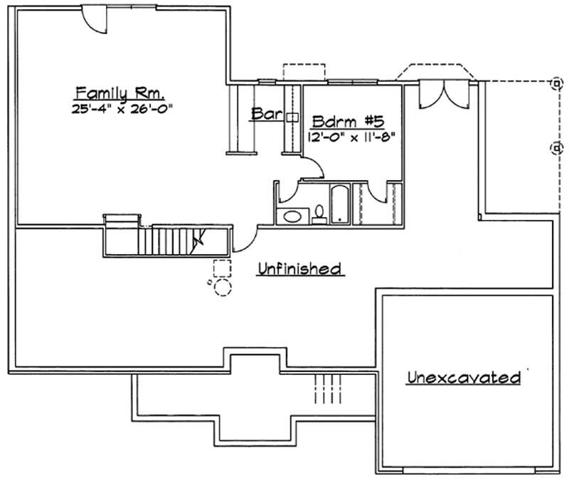Floor Plan Basement of European Plan #172-1015
