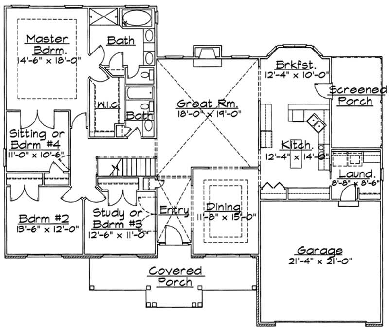Floor Plan First Story of European Plan #172-1015