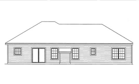 Home Plan Rear Elevation of this 3-Bedroom,1372 Sq Ft Plan -172-1016