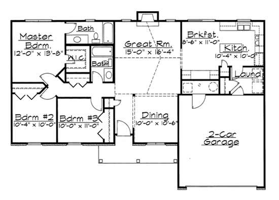 Floor Plan First Story of European Plan #172-1016