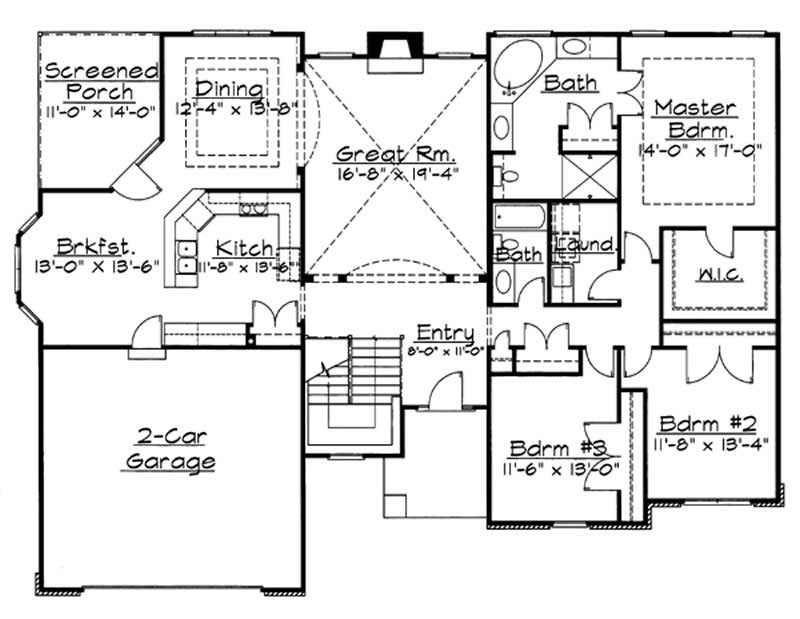 Floor Plan First Story of European Plan #172-1017