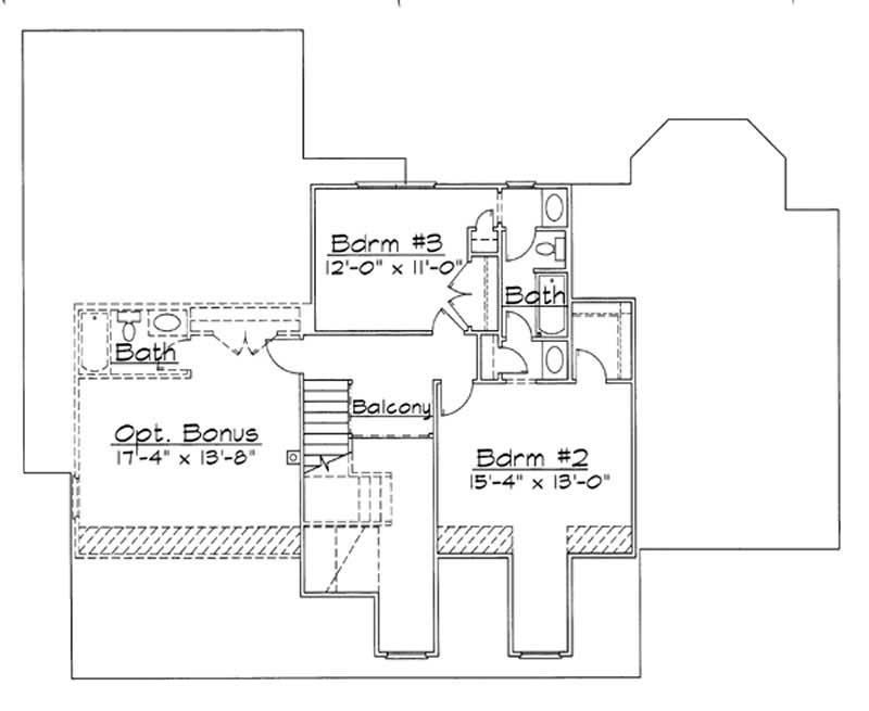 Floor Plan Second Story of Colonial Plan #172-1018