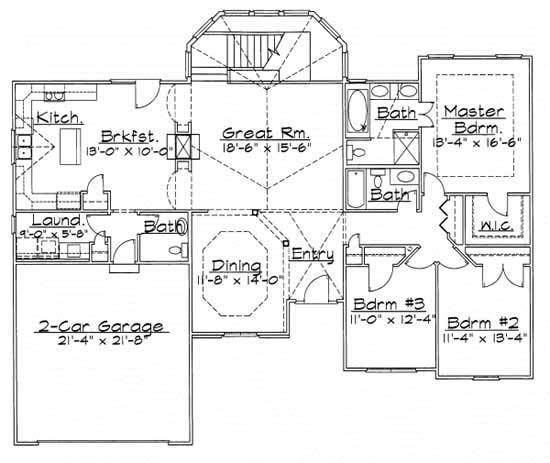 Floor Plan First Story of European Plan #172-1019