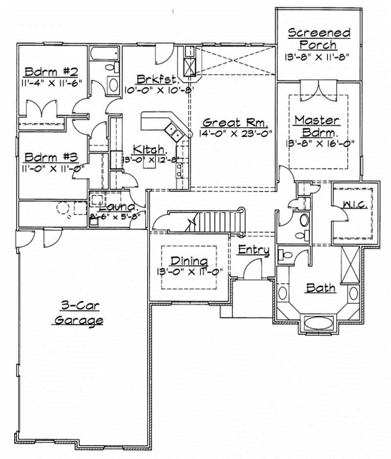 Floor Plan First Story of European Plan #172-1020