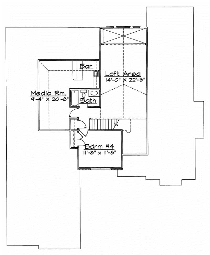 Floor Plan Second Story of European Plan #172-1020