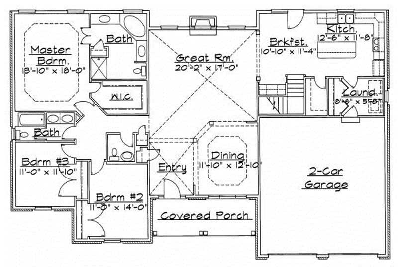 Floor Plan First Story of European Plan #172-1021
