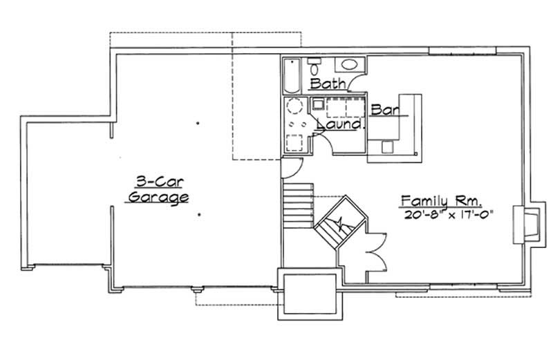 Floor Plan Basement of European Plan #172-1022