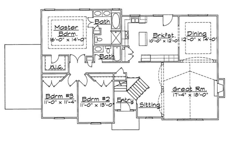 Floor Plan First Story of European Plan #172-1022