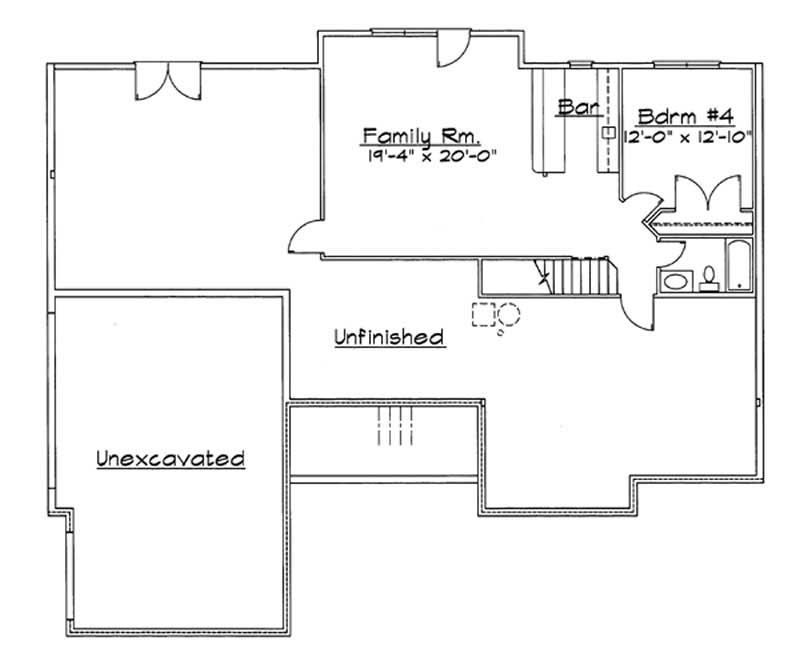 Floor Plan Basement of European Plan #172-1024