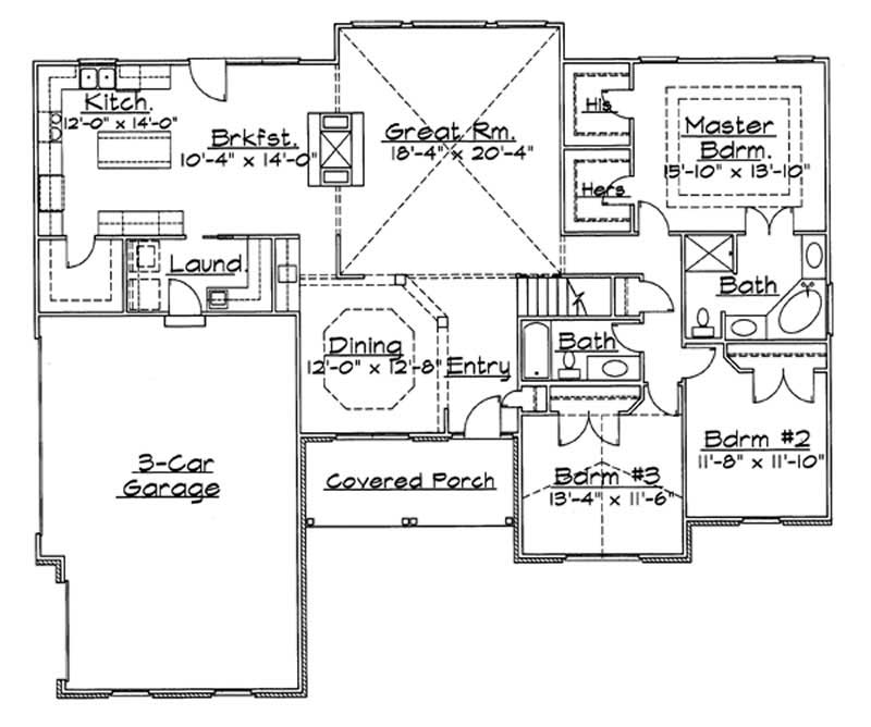 Floor Plan First Story of European Plan #172-1024